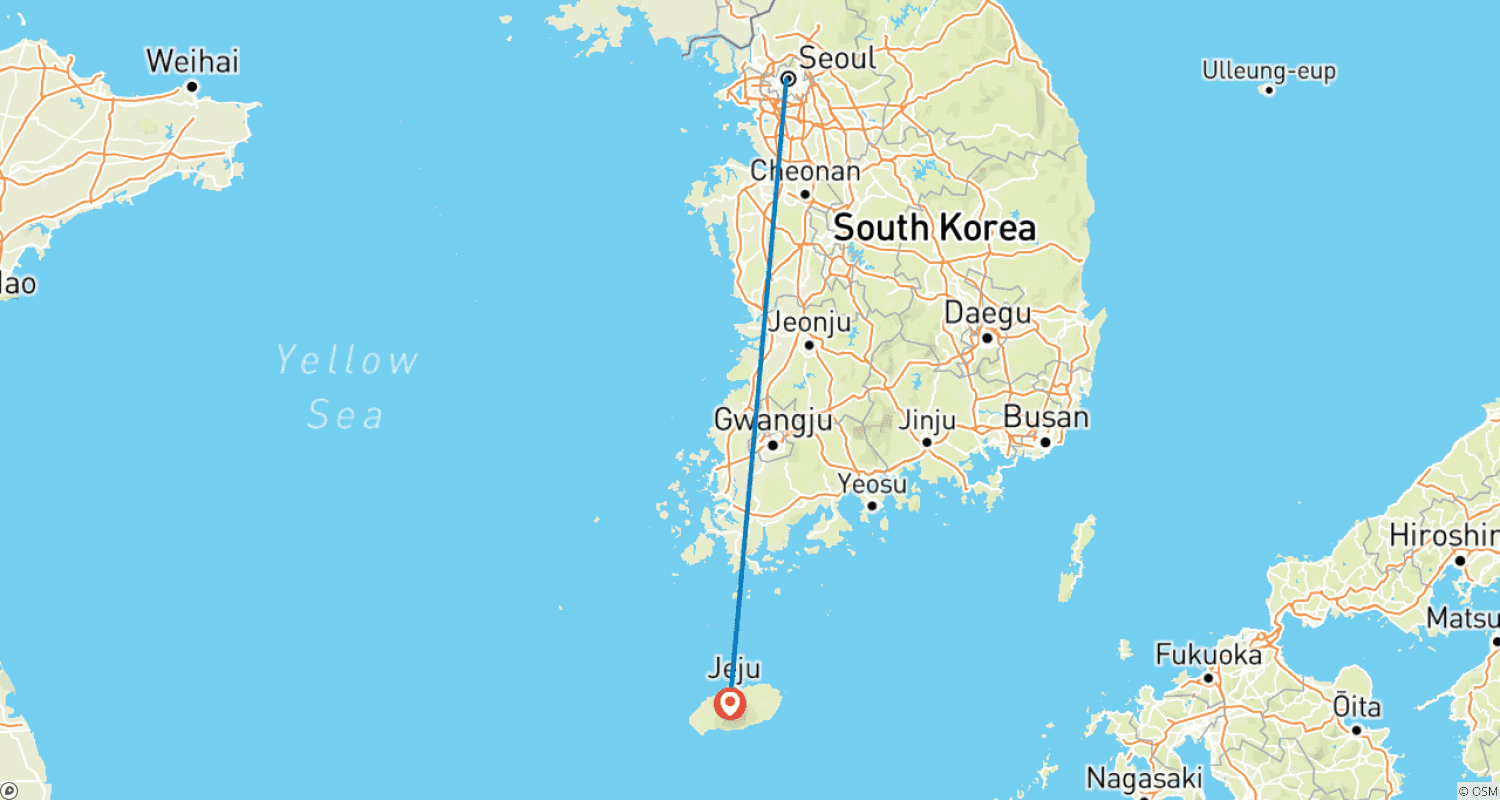Mapa do percurso de 9 Days Korea Family Escape: Seoul Culture & Jeju Nature (private guide and driver)Family Tour - Customizable