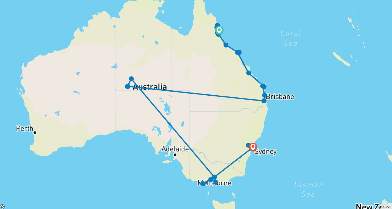Highlights of Australiaのルートマップ