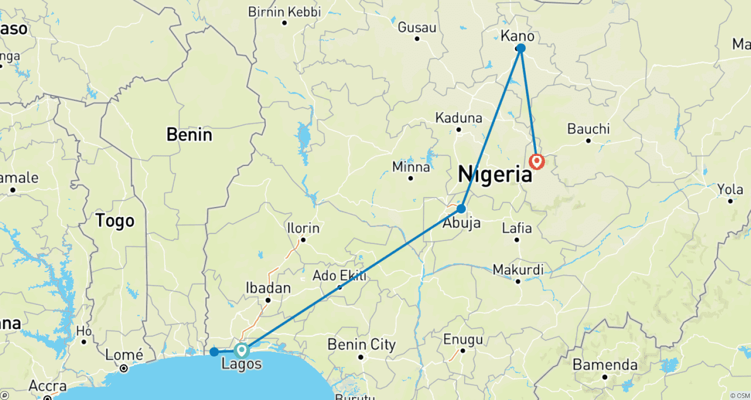 خريطة مسار Explore Nigeria’s Hidden Gems In 6 Days