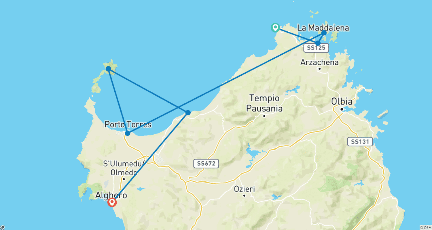 Mapa trasy: Discovering Northern Sardinia