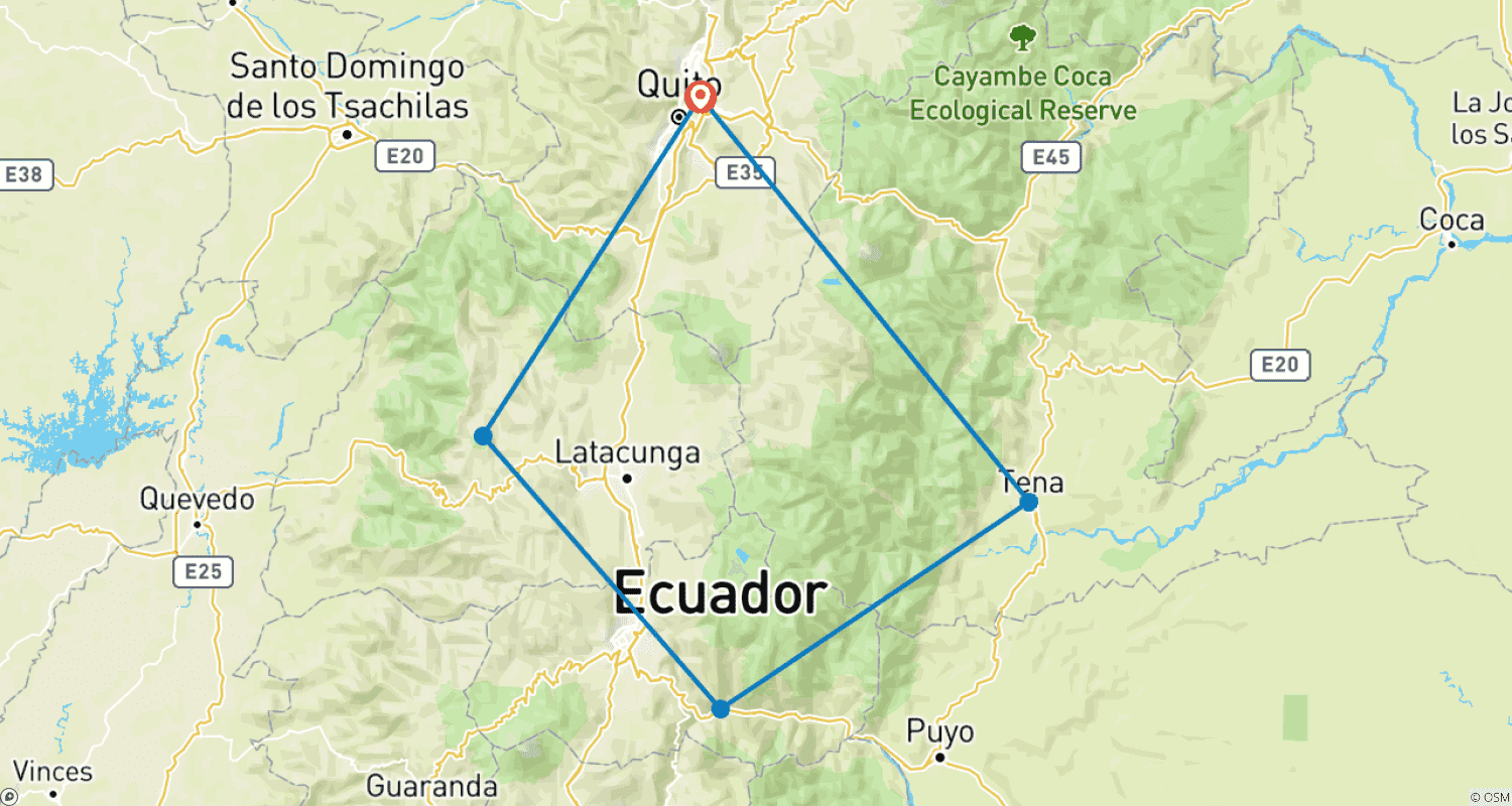 Mapa trasy: Ecuador: The Amazon, Cloud Forests & Crater Lakes
