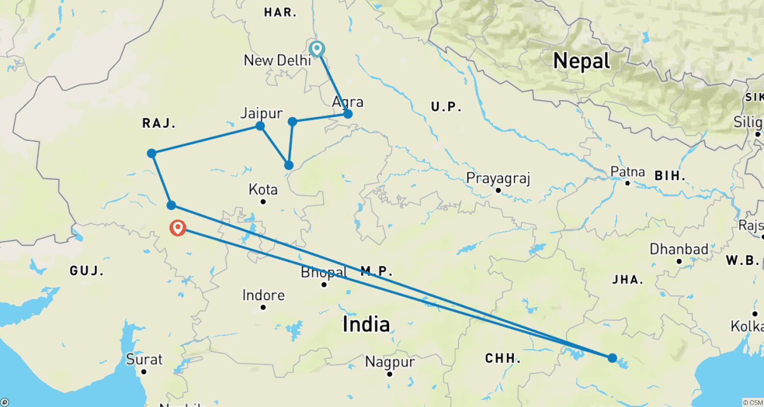 خريطة مسار Heart Of India - A Small Group Journey