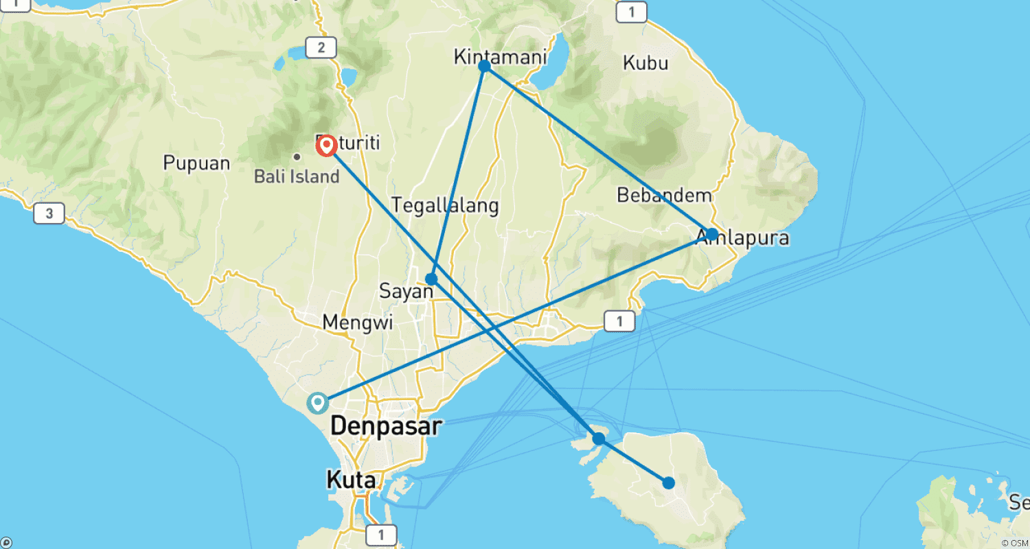 Bali to Lembongan: Island Hopping Blissのルートマップ