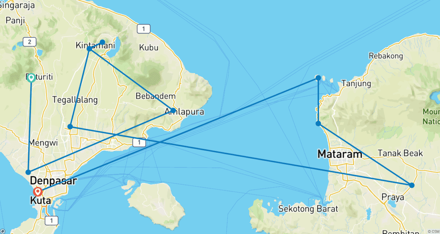 Mapa trasy: Bali & Beyond: The Perfect Island Loop