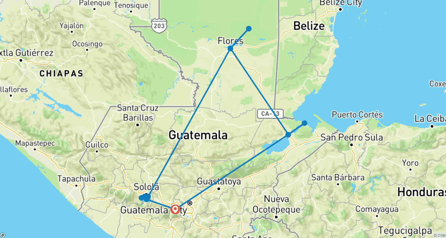 Mapa trasy: Solo-ish Gwatemala