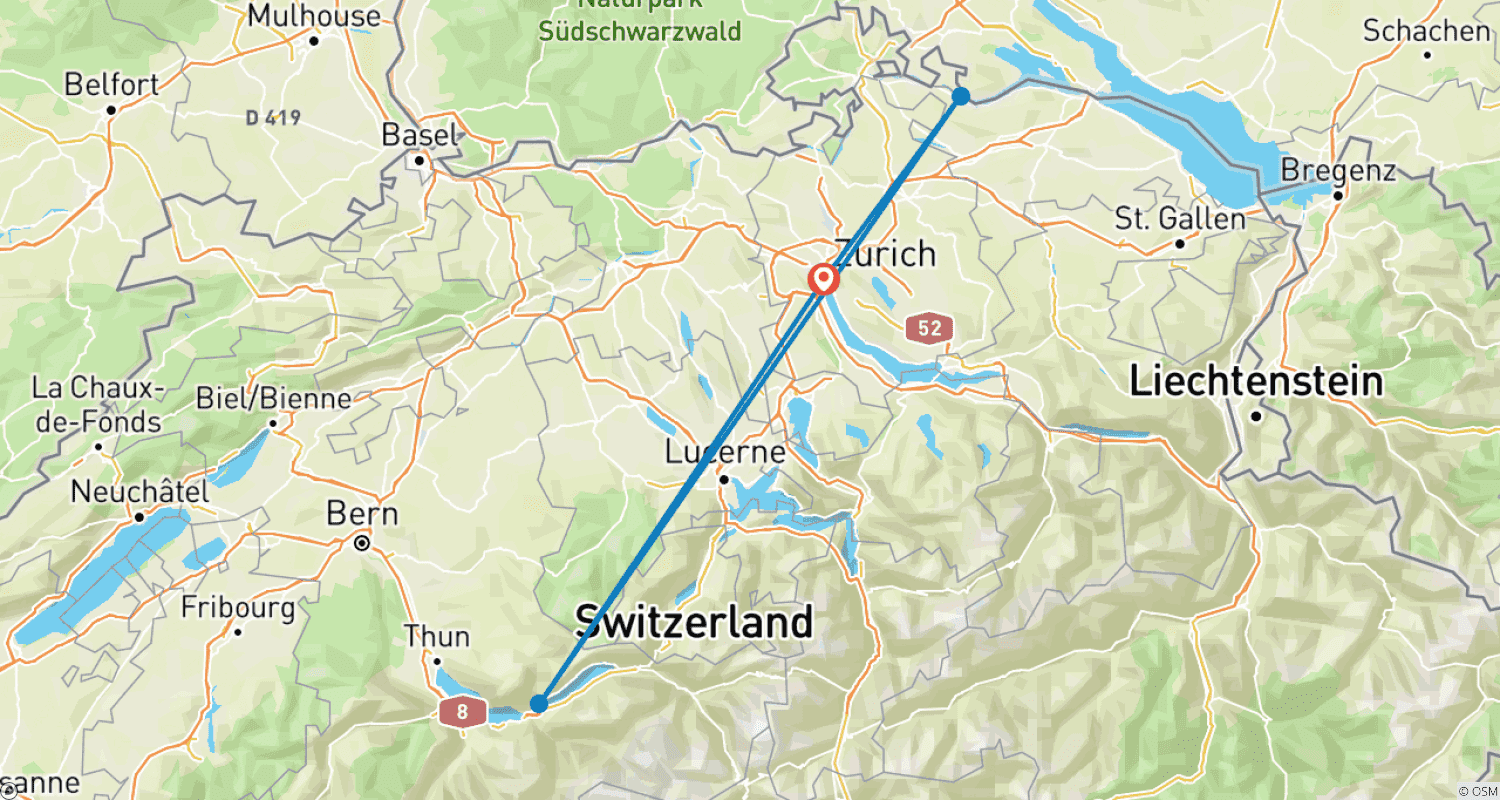 Mapa trasy: 7 Dni Szwajcarskiej Przygody: Od ulic Zurychu po niebo Interlaken