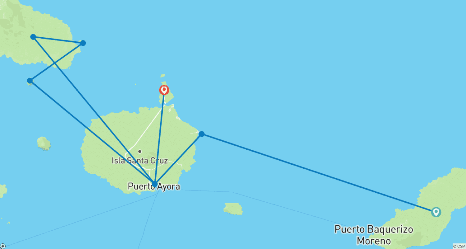 خريطة مسار Natural Paradise Galapagos Yacht - 5 days itinerary