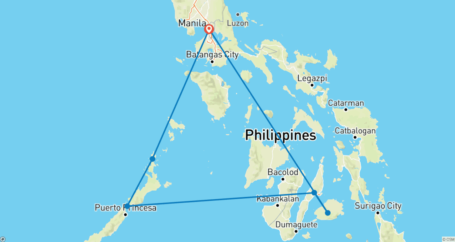 Mapa do percurso de Ilhas Filipinas: Visayas & El Nido_Promoções Relâmpago