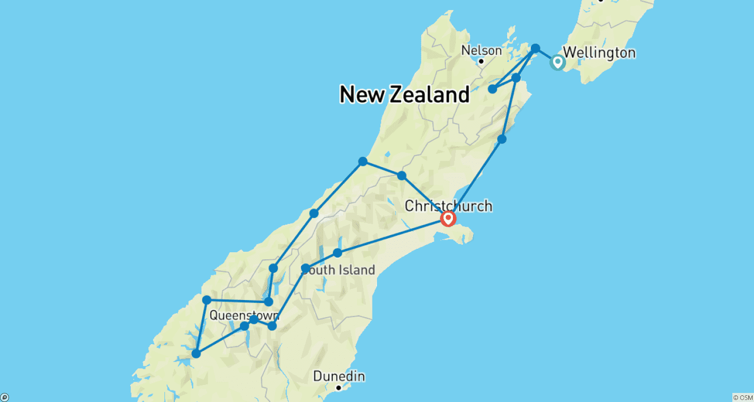 خريطة مسار New Zealand's Southern Sounds (Small Groups)