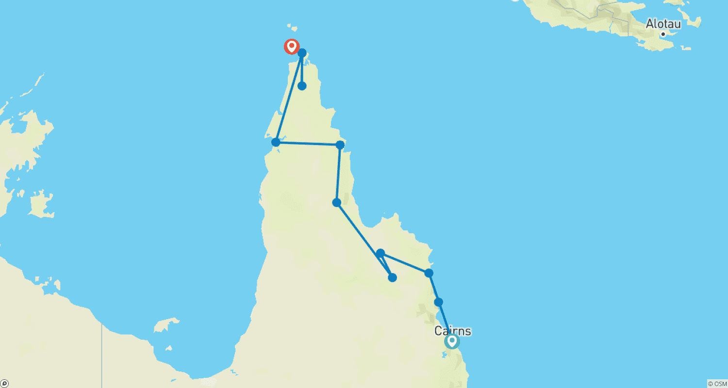 Mapa trasy: Cape York & Torres Strait Adventure