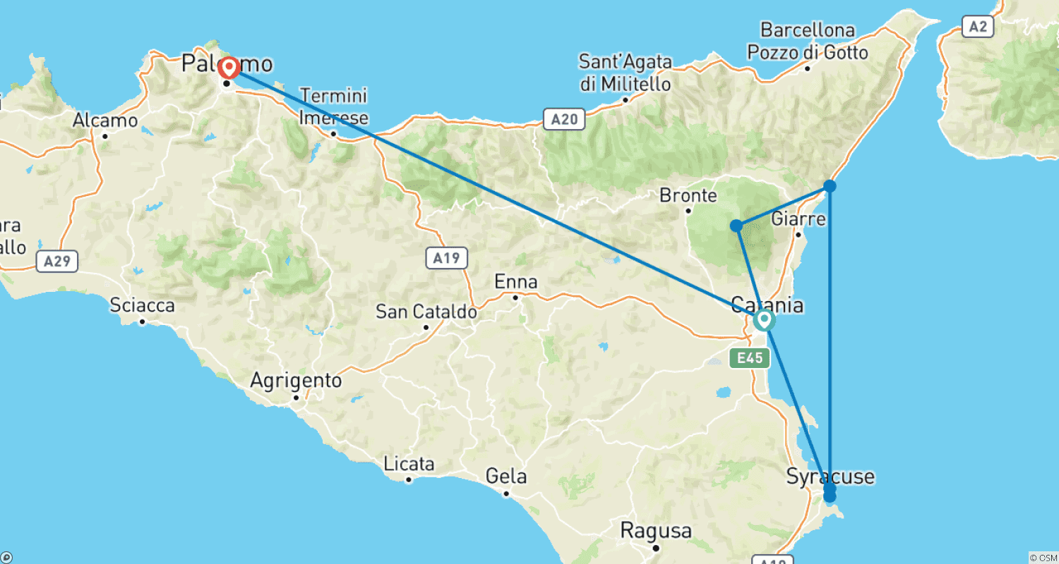 Mapa trasy: Sycylia: Szybki Wypad