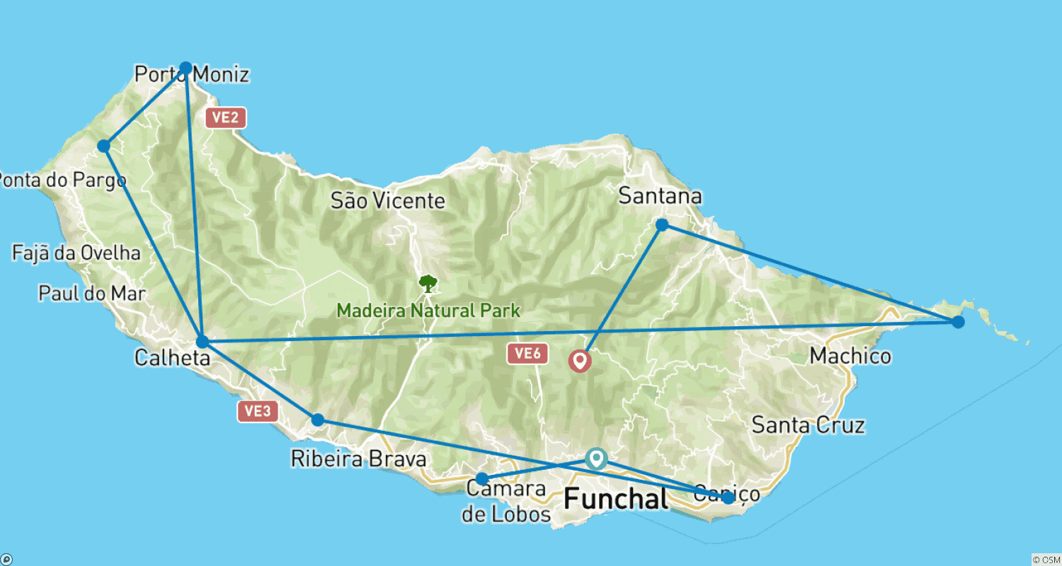 Mapa do percurso de Primavera Eterna: A Madeira Espera por Você