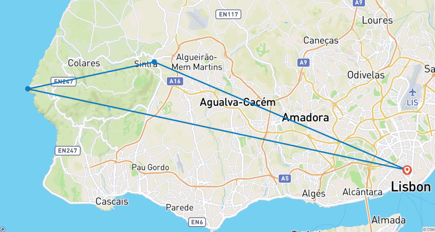 Mapa trasy: Lisbon & Sintra: A Double Dose of Magic