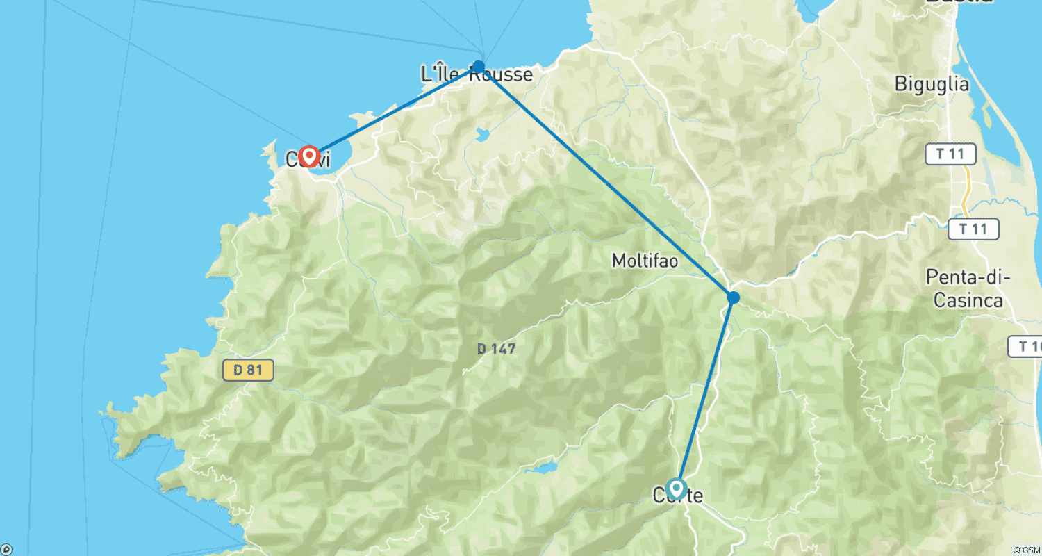 Mapa trasy: Corsica Unchained: Where Cliffs Meet the Tide