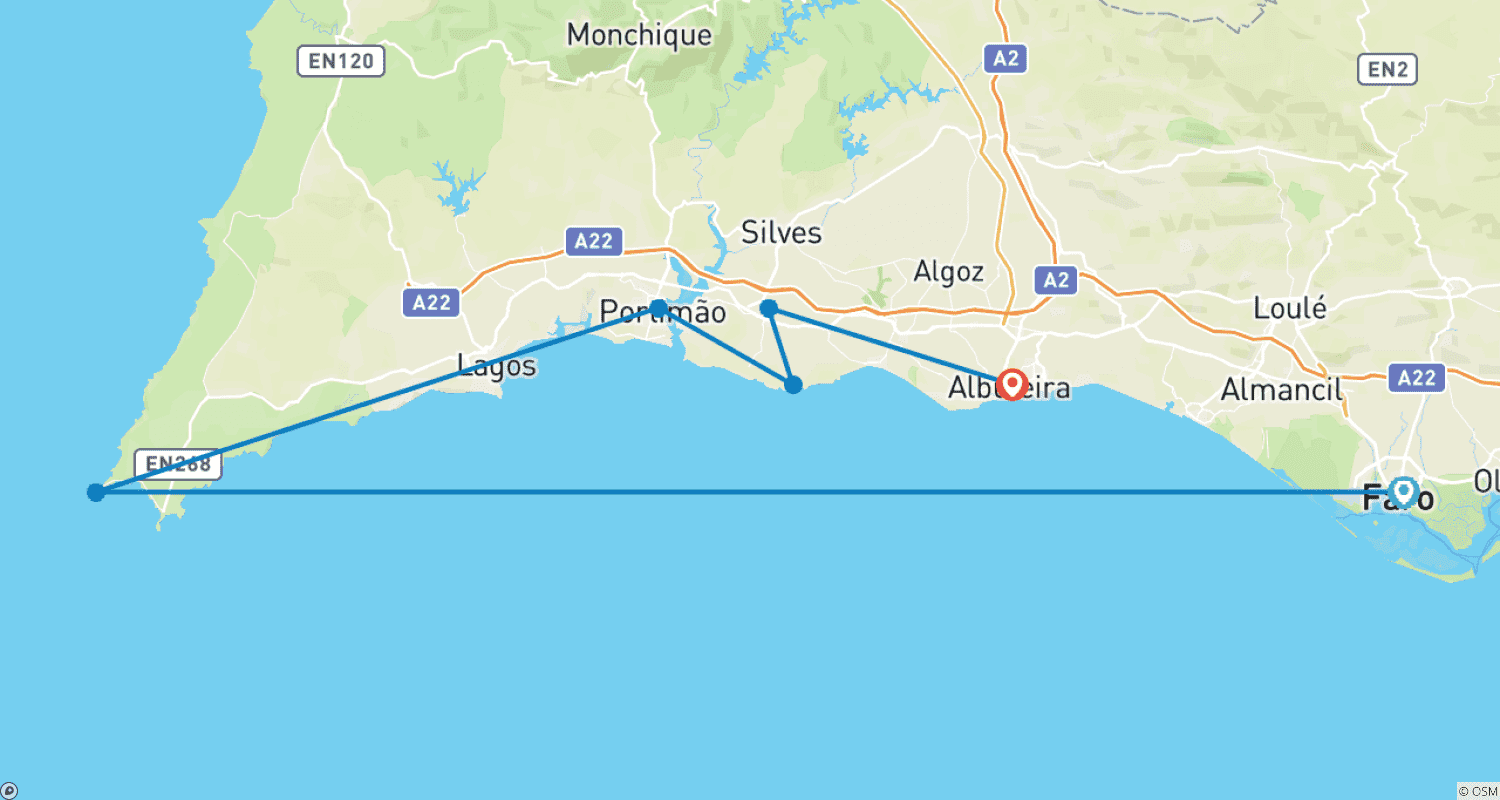 Algarve - a holiday full of wineのルートマップ