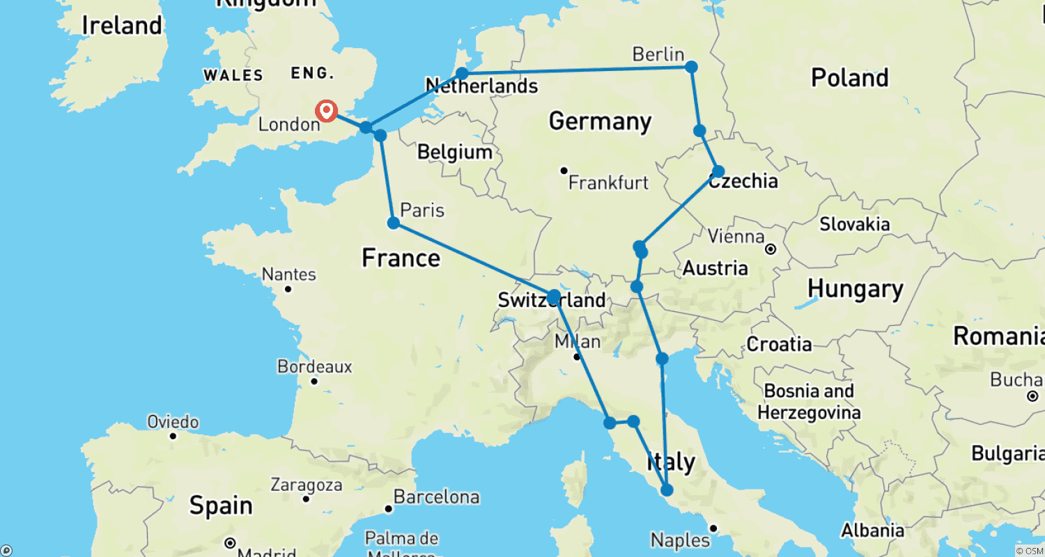 European Whirl (Plus ( Until Mar '27), Winter, Start London, Classic)のルートマップ