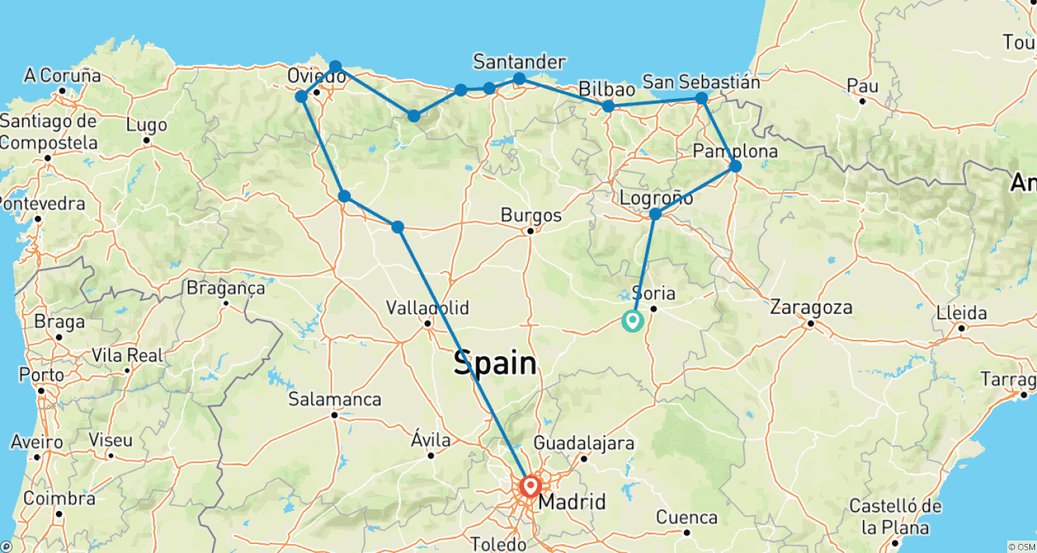 Mapa do percurso de Savoring Northern Spain: A Gourmet Escape