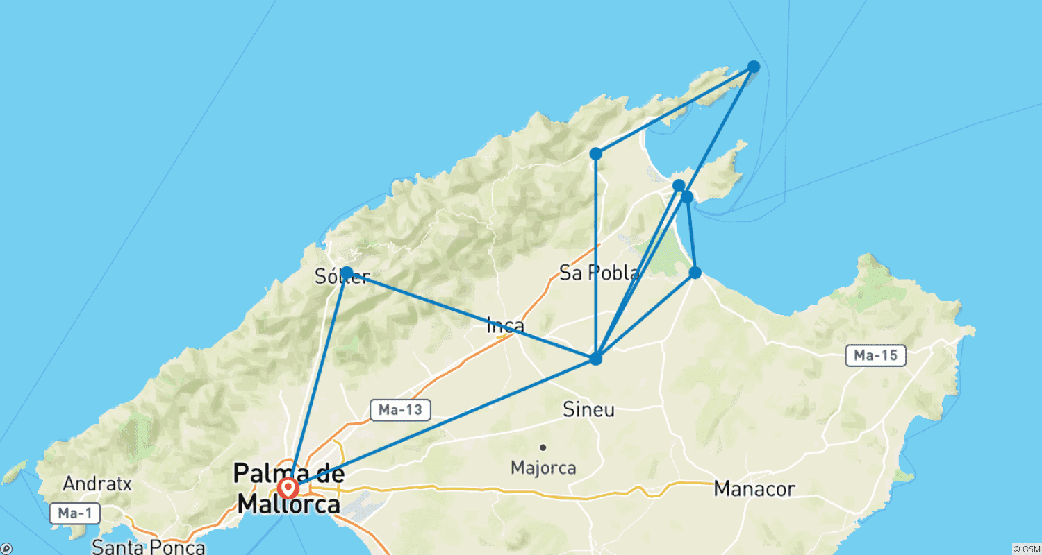 Mapa trasy: The Most Beautiful Spots in Mallorca