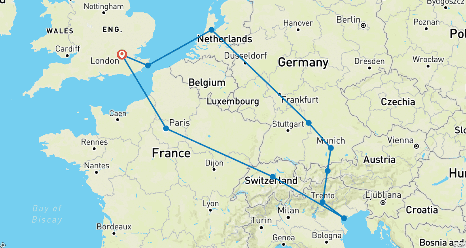 European Horizon (Plus, Start Amsterdam, Age 27-35)のルートマップ
