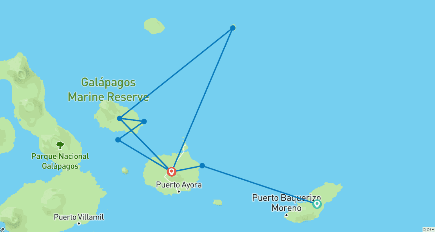 خريطة مسار Natural Paradise Galapagos Yacht - 8 days A