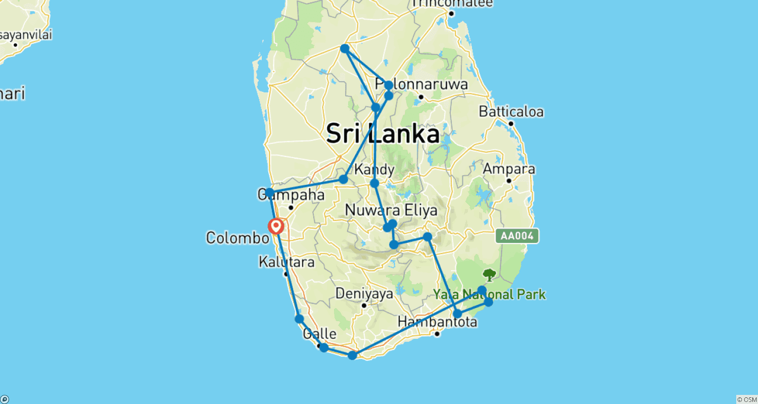 خريطة مسار Explore Sri Lanka Solo