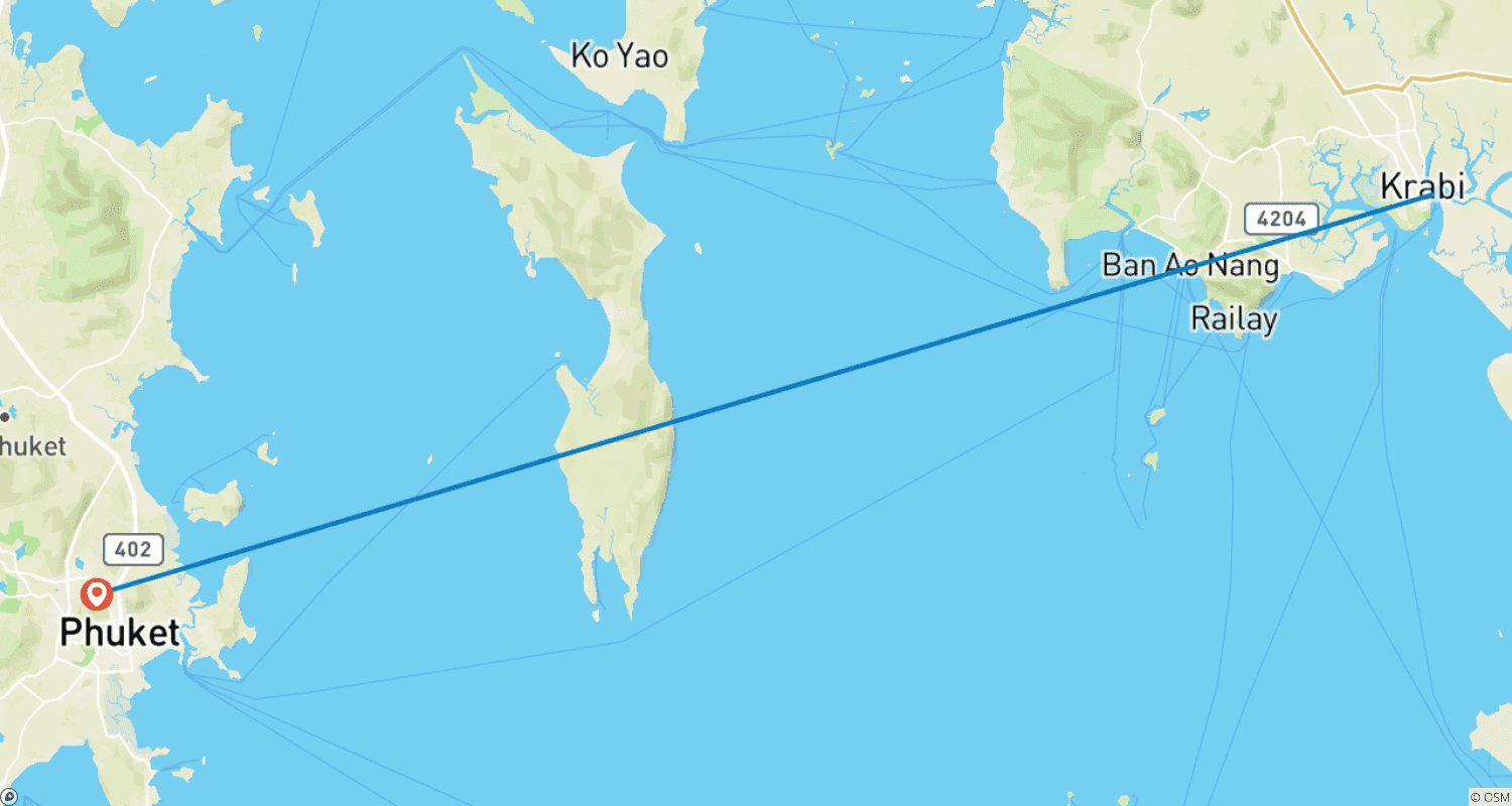 خريطة مسار 7-Day Island Escape: Phuket & Krabi By Bus