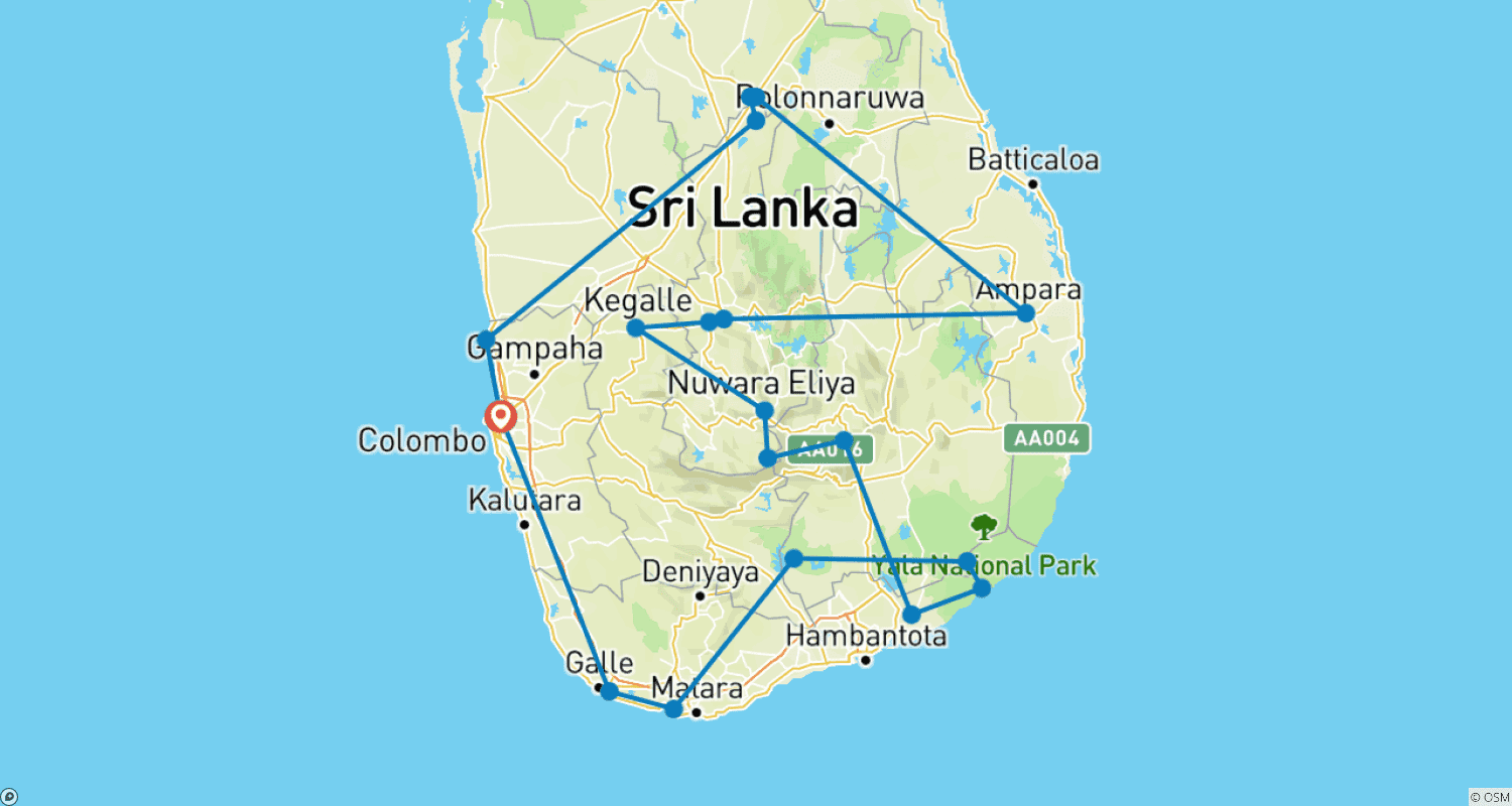 Mapa trasy: Elephant in Sri Lanka