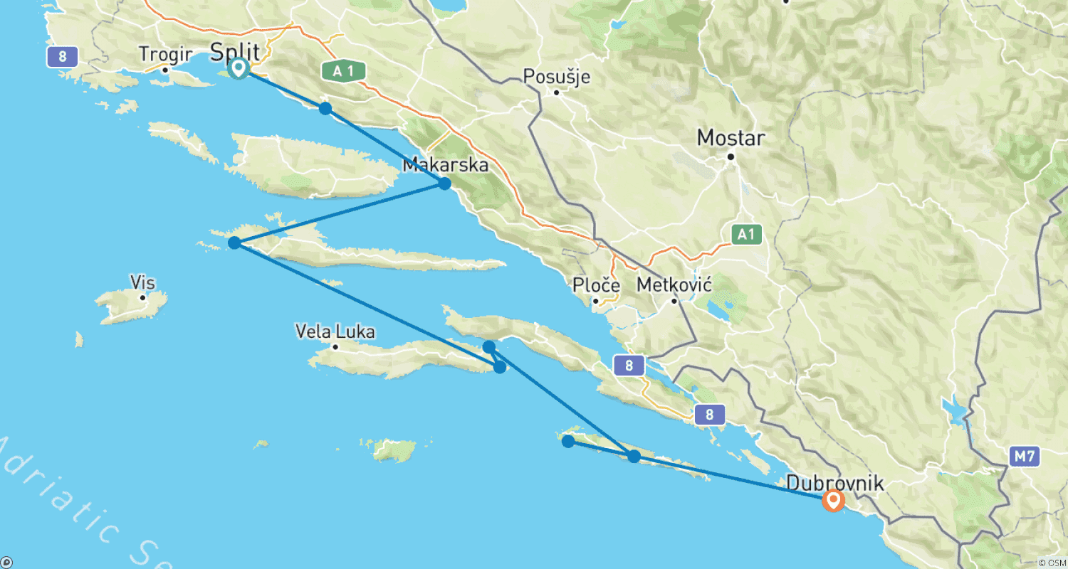 خريطة مسار Croatia Sail – 18 to 35s / Premier Boat