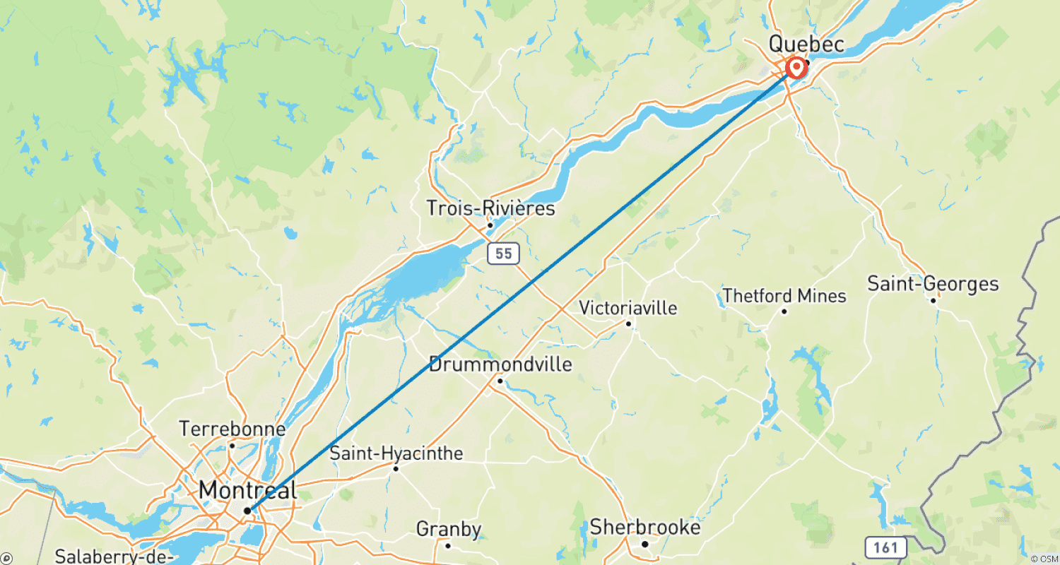 Mapa trasy: Winter in Montréal and Québec