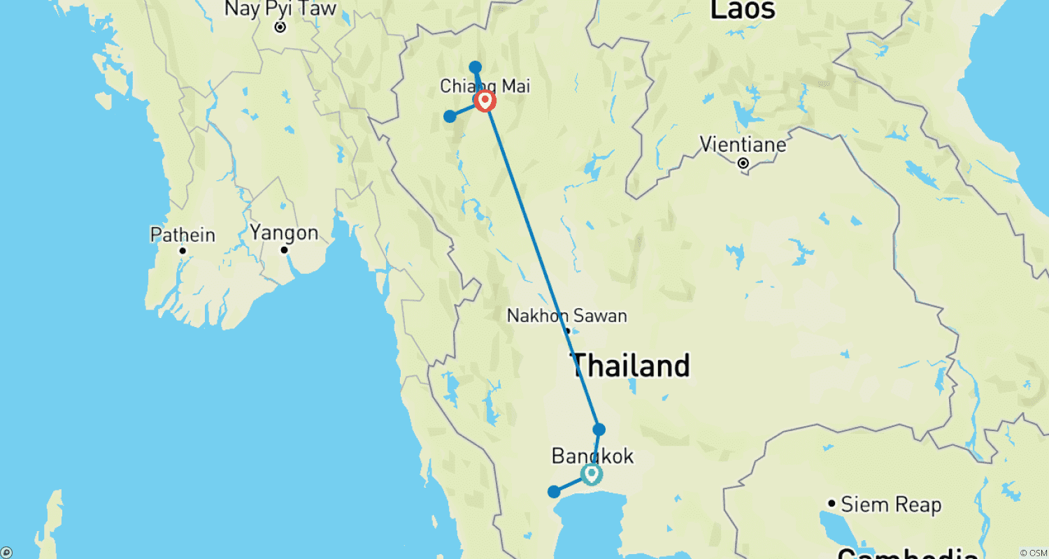 خريطة مسار Trekking in Chiang Mai - 9 days