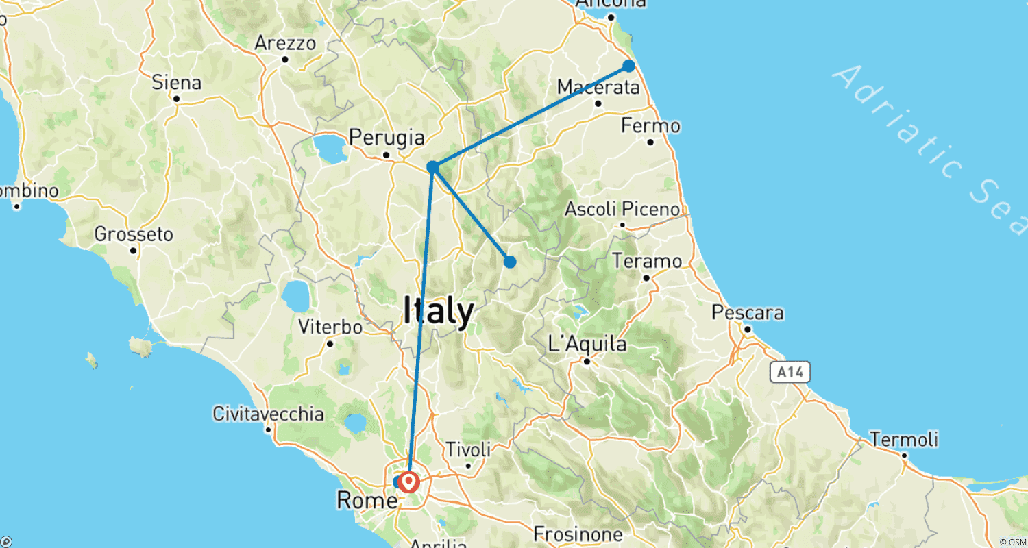 Mapa do percurso de Shrines of Italy  (2026)