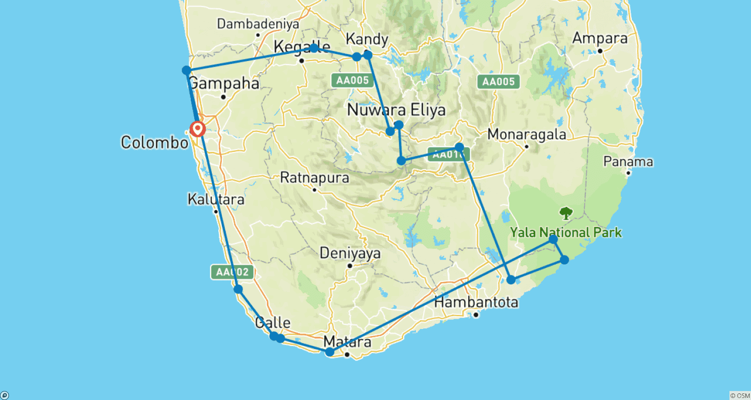 Mapa trasy: Lovers' Train Trail Srilanka