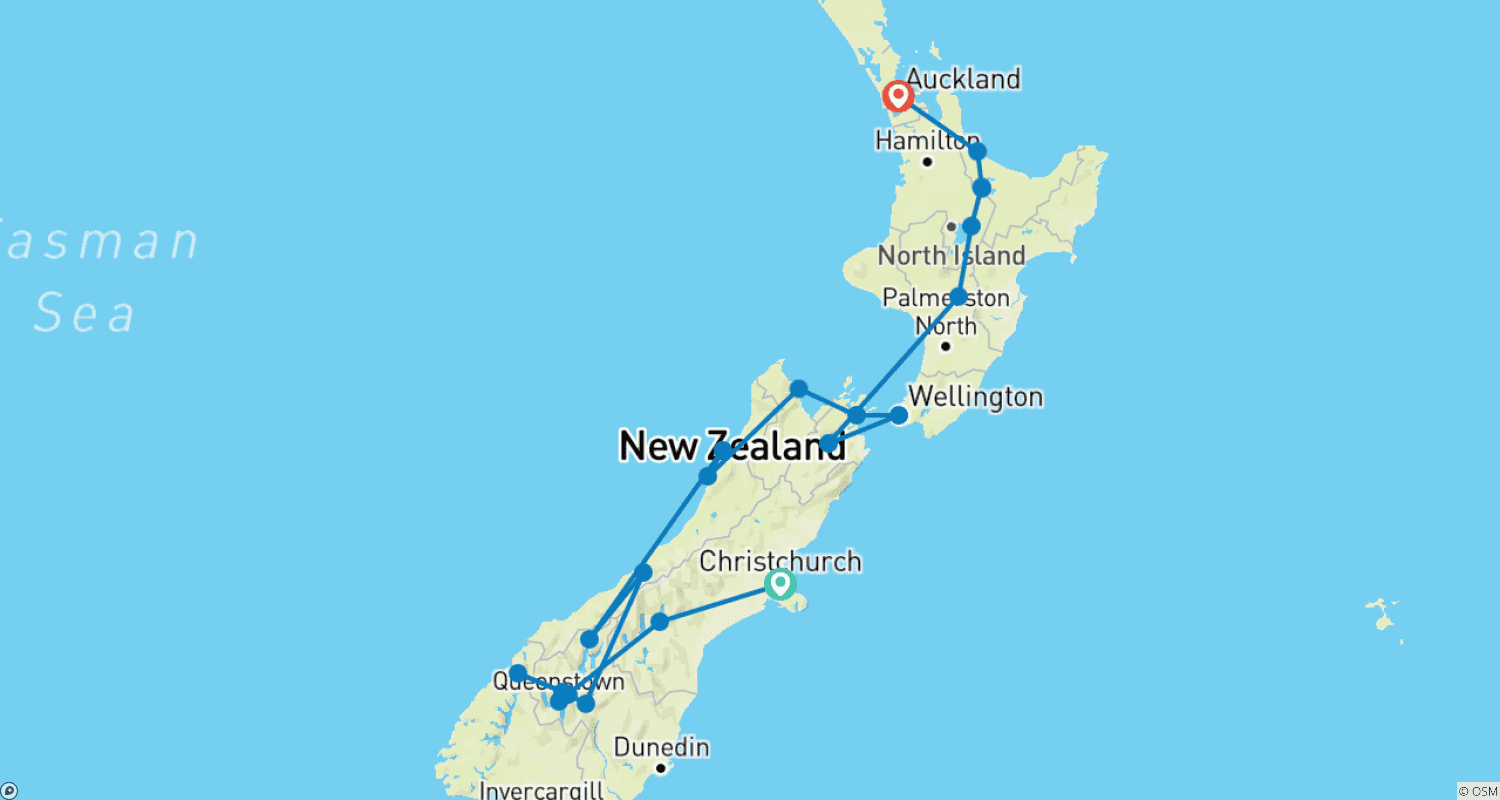 Mapa trasy: Epic New Zealand