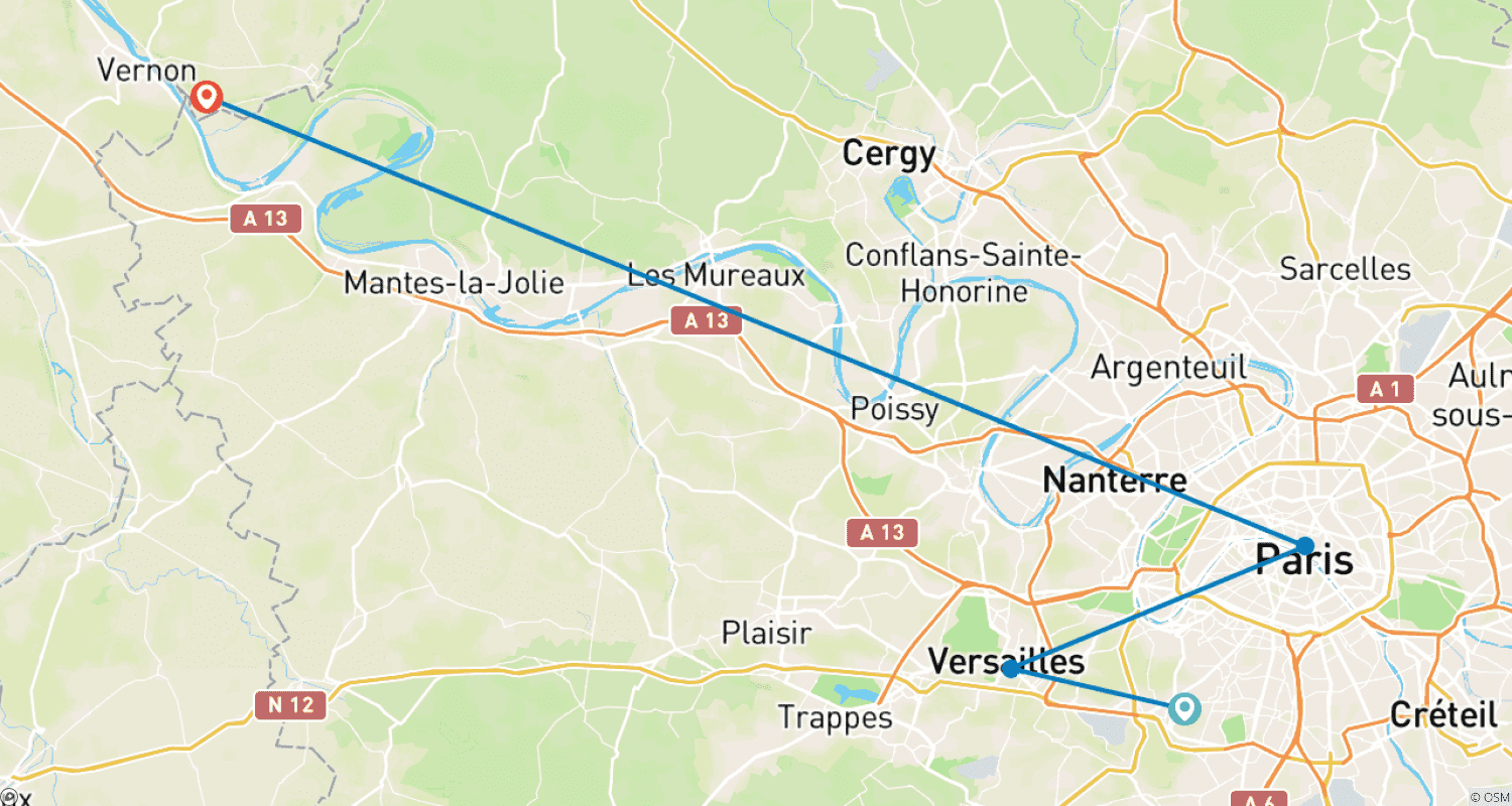 Mapa trasy: Chateau Weekend & Monet's Garden -