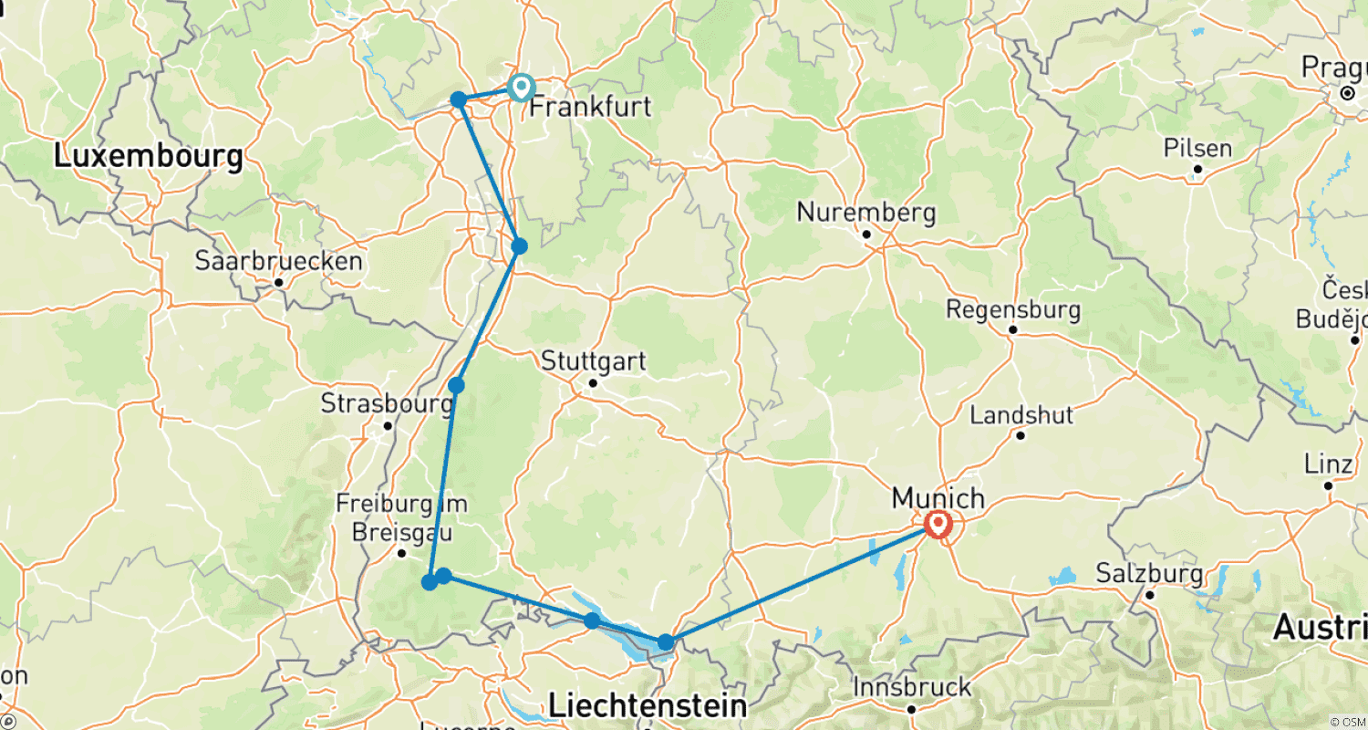 Mapa trasy: The Grand German Getaway