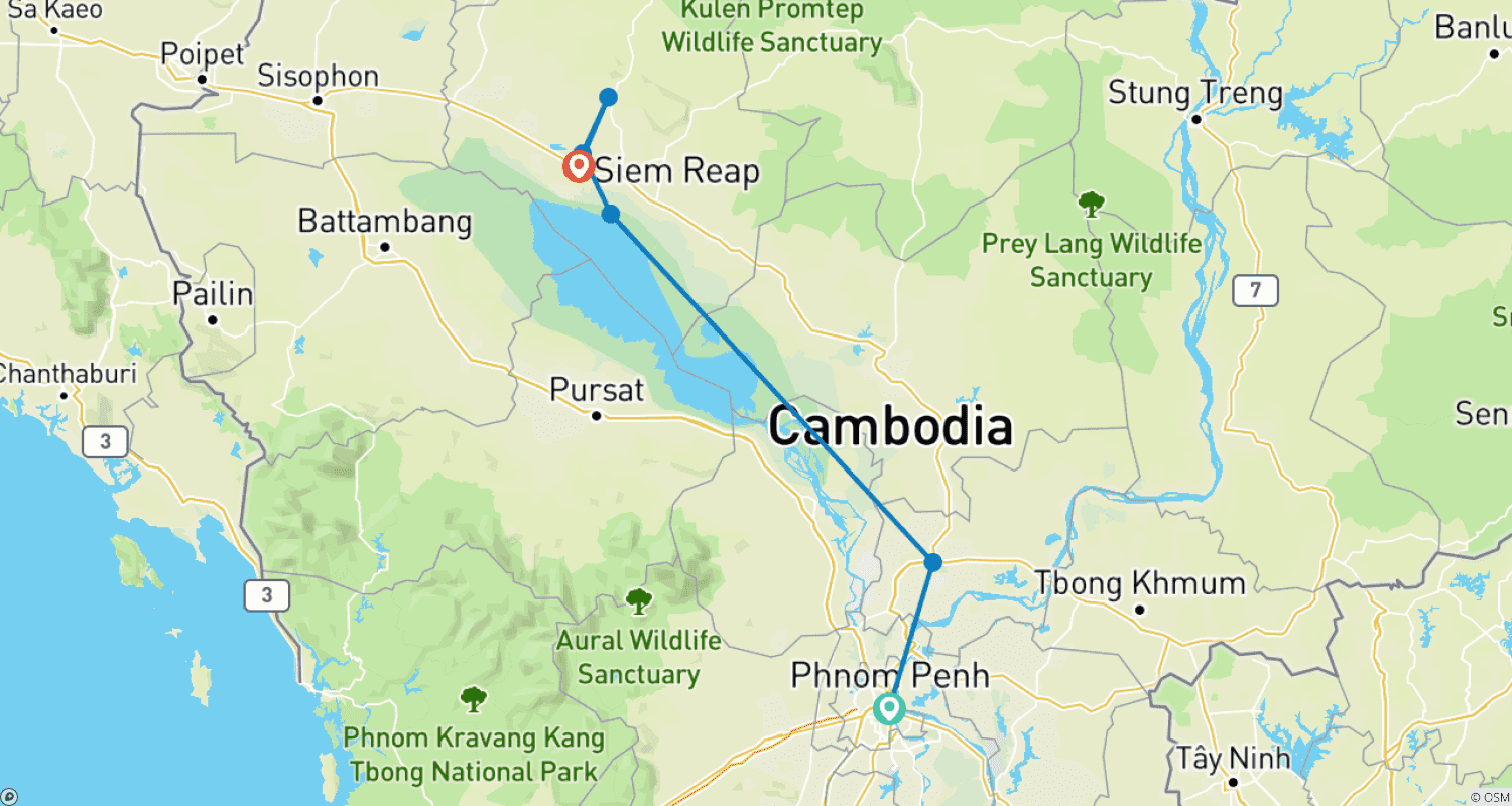 Best of Cambodia - 6 daysのルートマップ