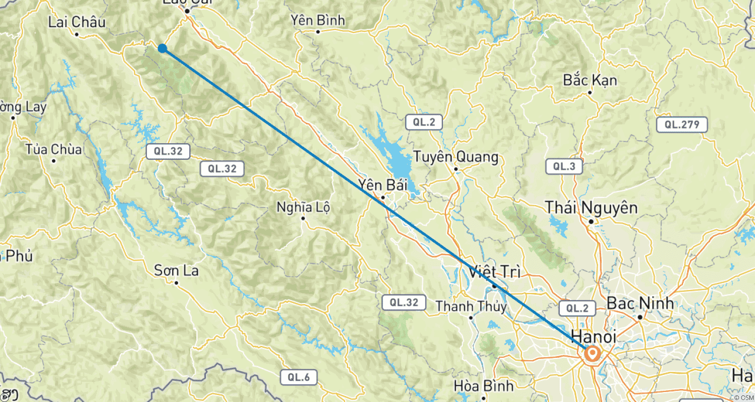 Mapa trasy: Secrets of Sapa - 4 days