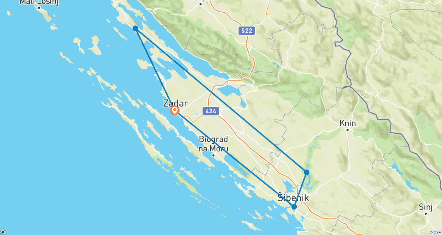 Mapa do percurso de City break ZADAR 4 nights
