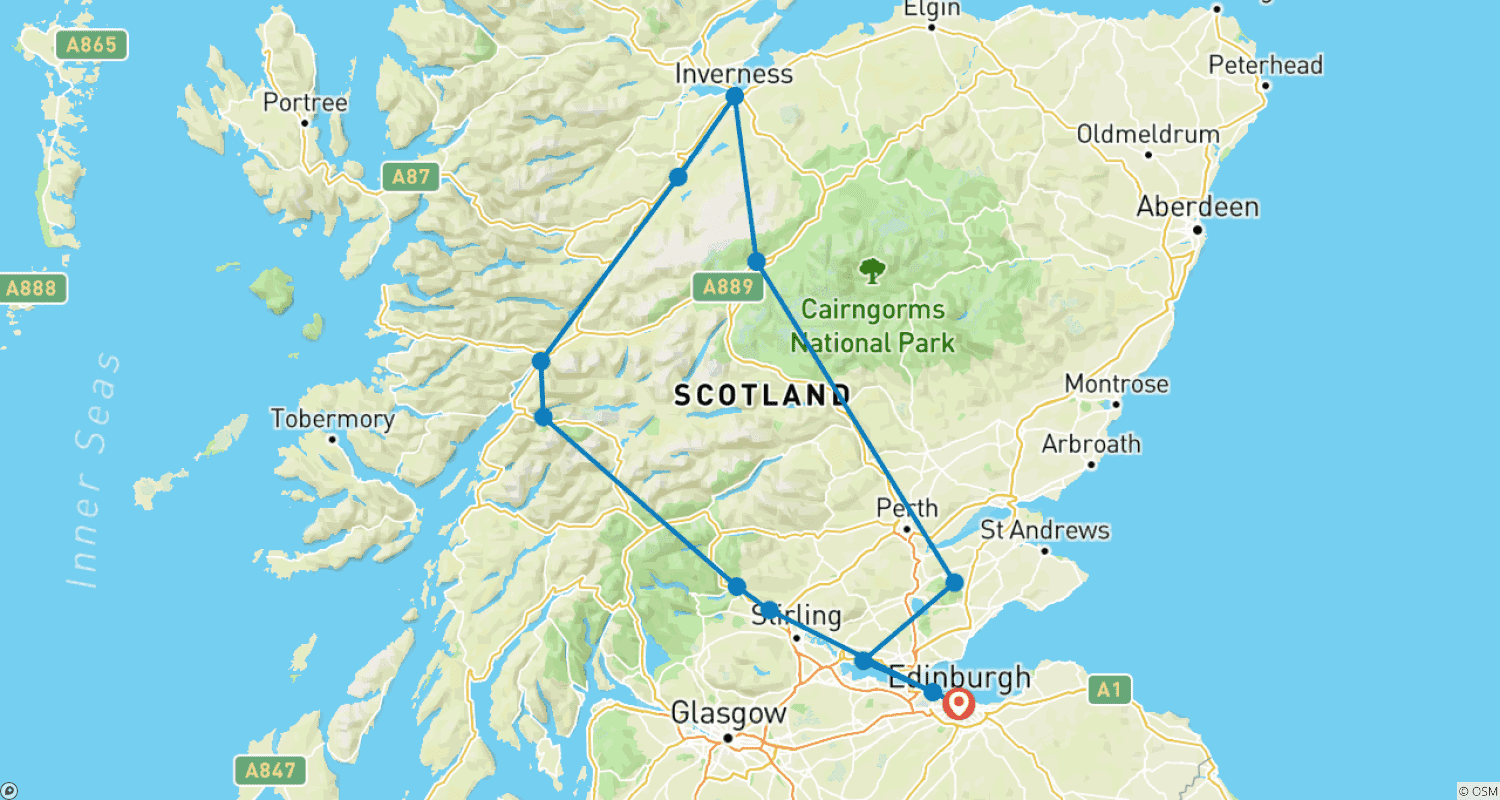 Mapa do percurso de Outlander TV: 2 Dias de Pernoite