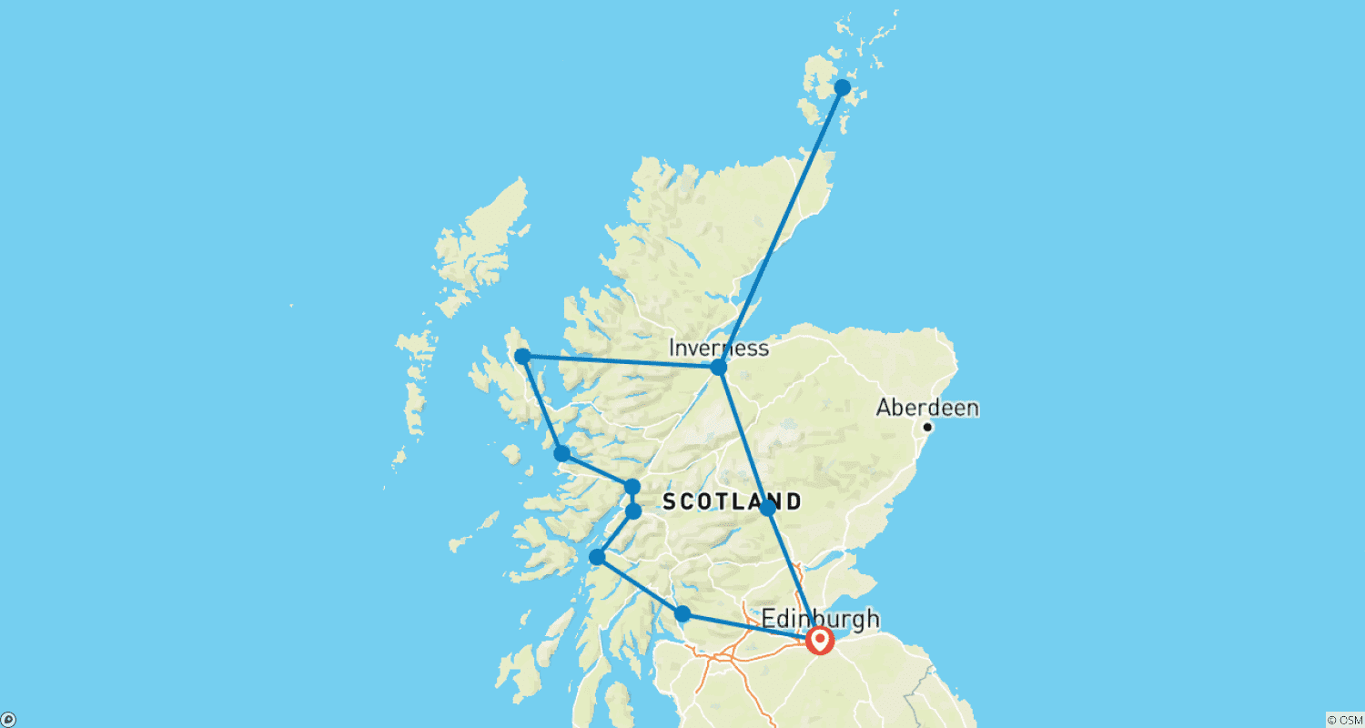 خريطة مسار Scotland & Orkney Uncovered - 8 days