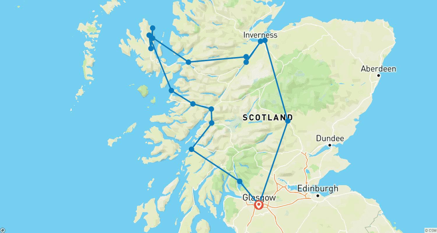 Mapa trasy: Scottish Highlands From Glasgow - 5 days