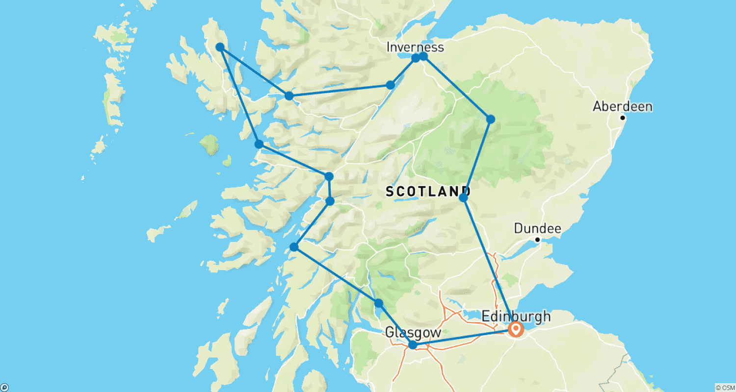 Mapa trasy: Scottish Highlands Uncovered - 5 days