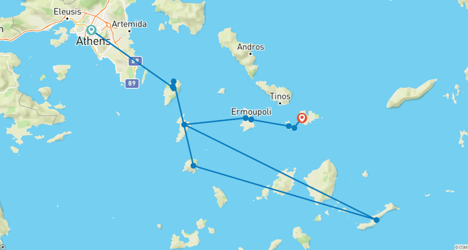 خريطة مسار Sail & Hike Greece: Athens to Mykonos