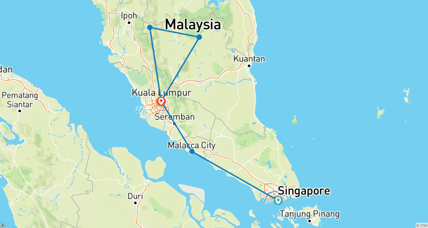 Mapa do percurso de Singapore & Malaysia with Luxury Beach Retreat