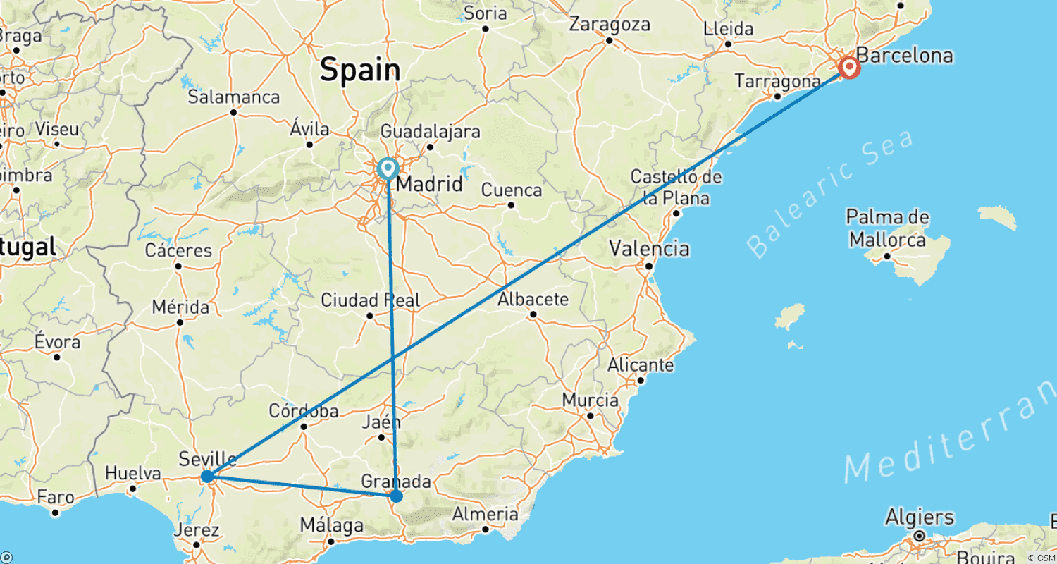 Mapa trasy: Highlights of Southern Spain