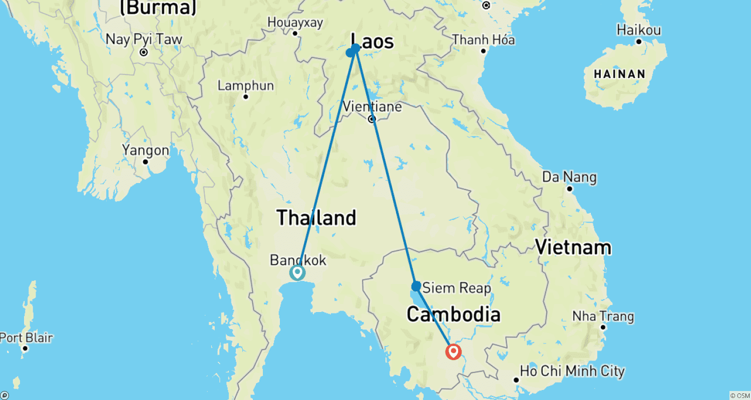 Mapa do percurso de Lotus Trails: A Boutique Path Through Southeast Asia