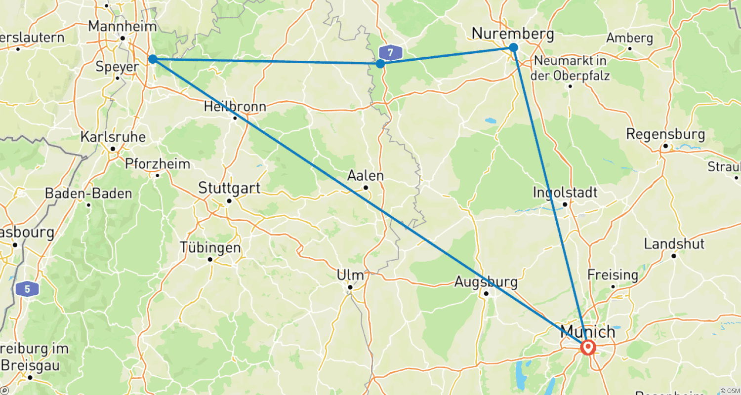 Mapa trasy: GERMAN CHRISTMAS MARKETS 2026