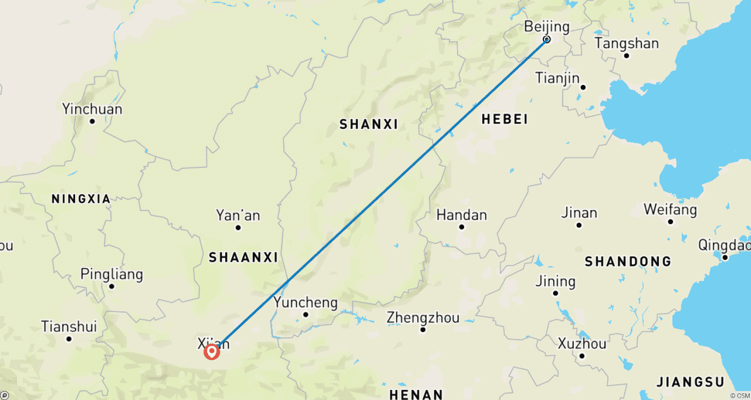 خريطة مسار 6 Days Beijing and Xian Tour: Best of China's Ancient Capitals