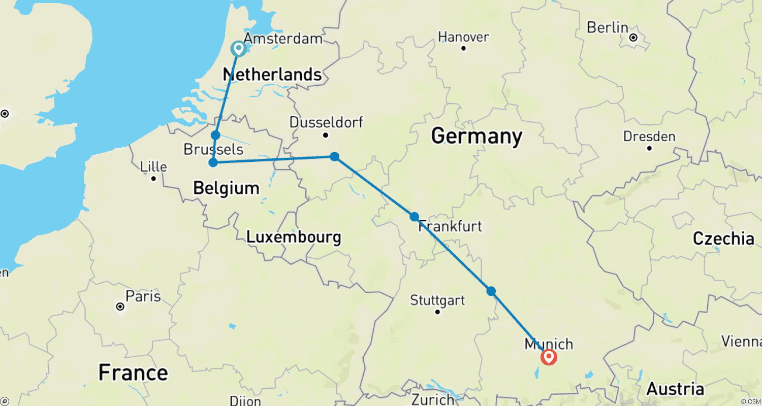 خريطة مسار Oktoberfest (Road Trip To Oktoberfest, Start Amsterdam)