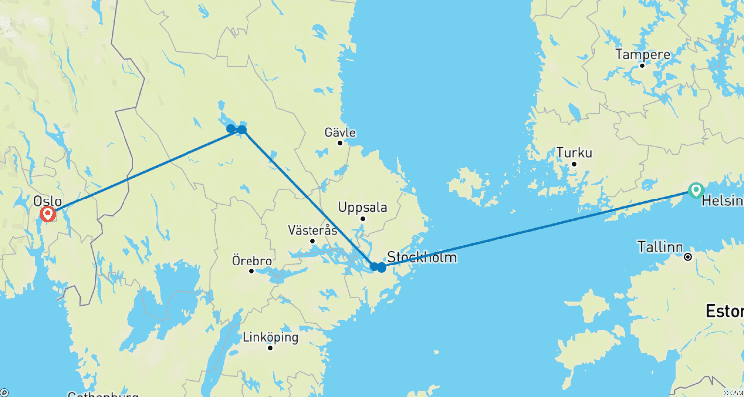 Mapa trasy: Klasyczna Skandynawia